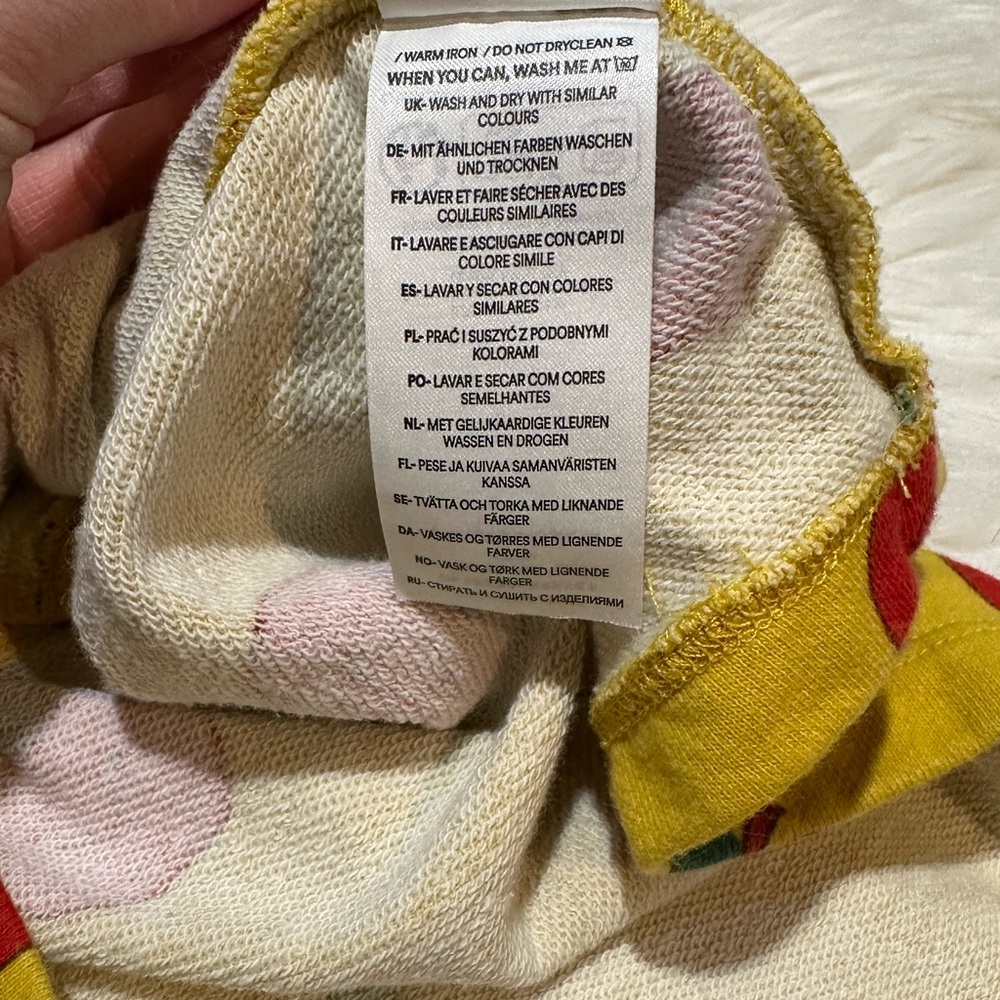 Mini Boden Yellow Red Apple Print Long Sleeve Dress 2-3Y - Picture 8 of 12